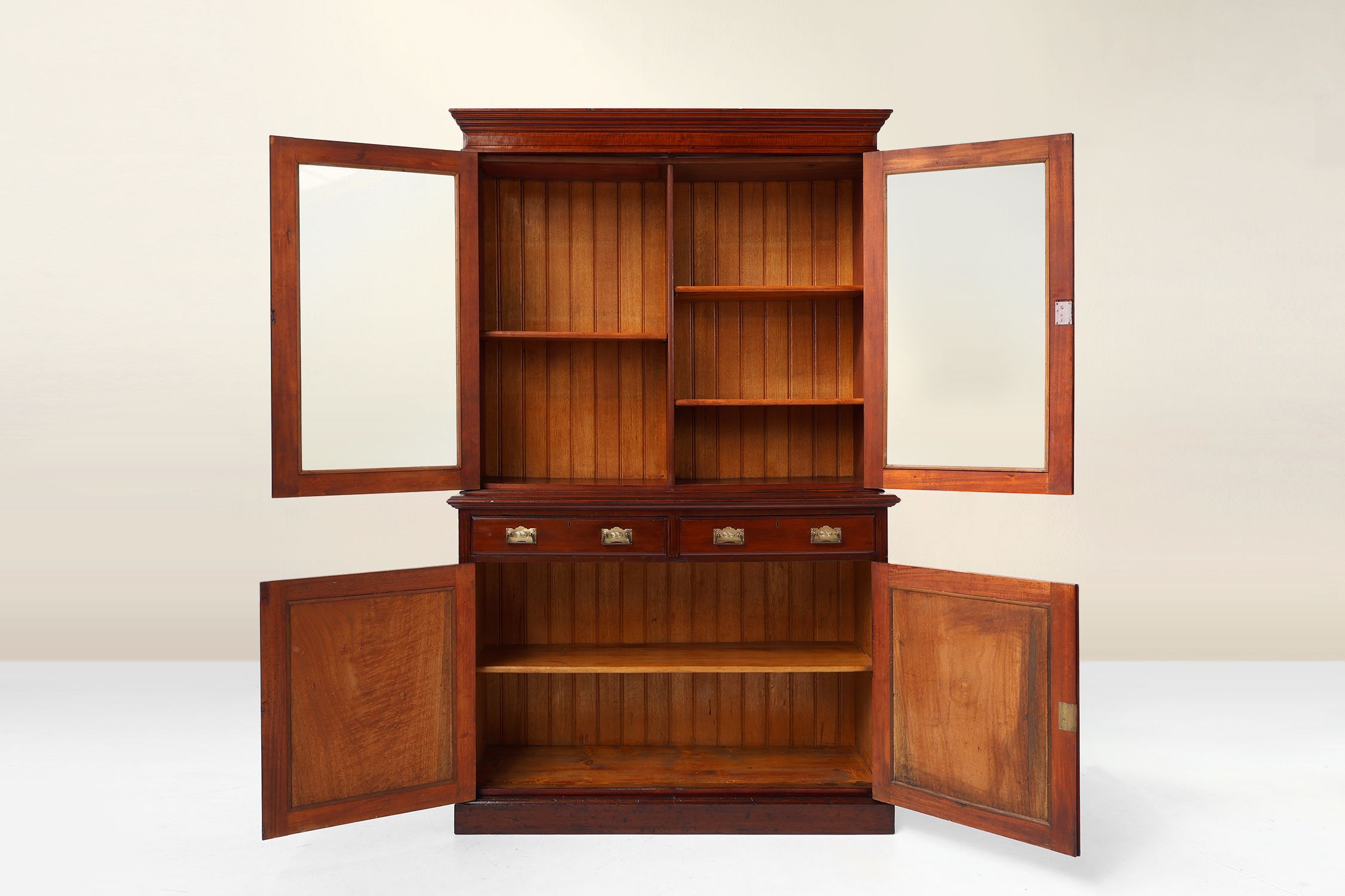 Art Nouveau Display Cabinet or Bookcase in oak with carvings and glass doorsthumbnail